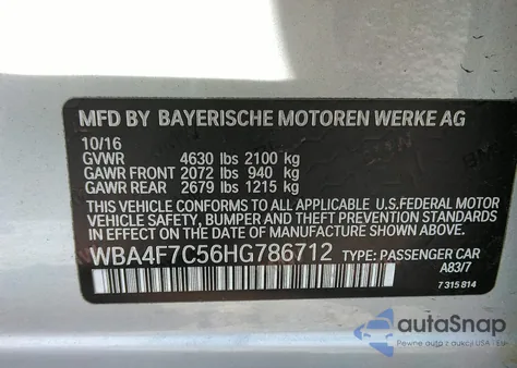 2017 BMW 430I Gran Coupe из США, поврежденный, VIN WBA4F7C56HG786712